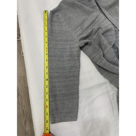 (B-204) Karen Scott Gray open front Knit cardigan Womens size M Ligthweight - Picture 6 of 9